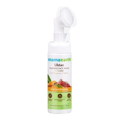 Mamaearth Ubtan Foaming FaceWash with Turmeric and Saffron for Tan Removal - 150ml | Removes Tan | Gently Exfoliates