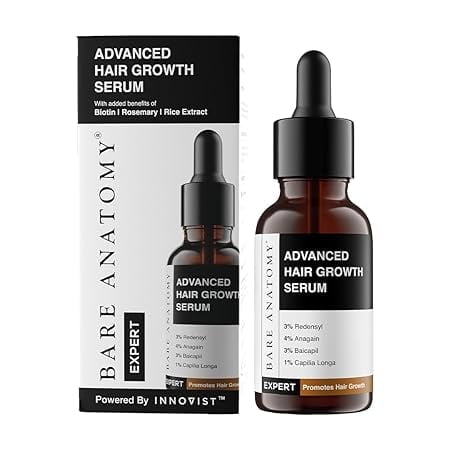 Bare Anatomy Advanced Hair Growth Serum | Rosemary, Biotin & Rice Extract | Thick Density