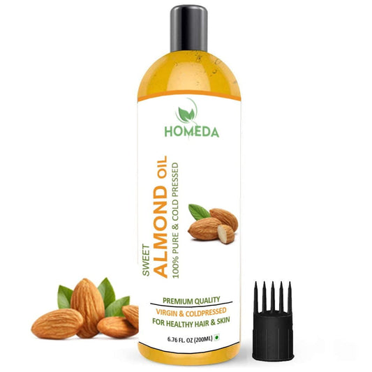 Homeda Pure Cold Pressed Sweet Almond Oil For Face, Hair Growth, Skin, Baby Massage - 200