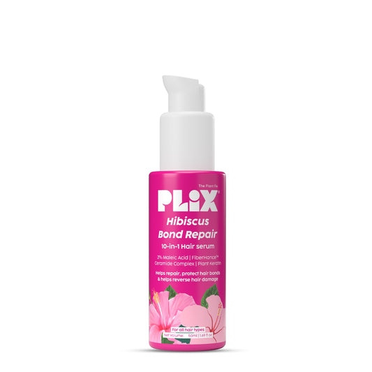 Plix Hibiscus 10-in-1 Bond Repair Hair Serum for Reduced Breakage & Nourished Strands, 1.6