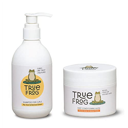 TRue FRoG Shampoo for Curls & Deep Conditioning Mask for Curly Wavy Dry and Frizzy Hair Sulphate & Paraben Free,