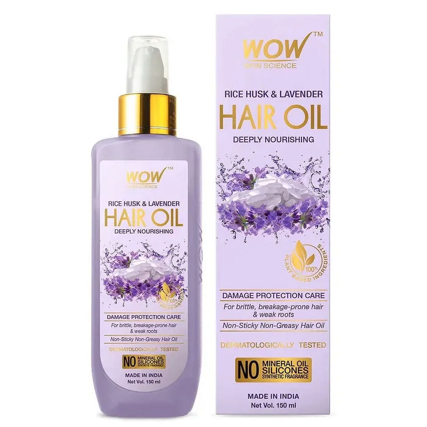 Wow Skin Science Rice Husk & Lavender HairOil, 150ml
