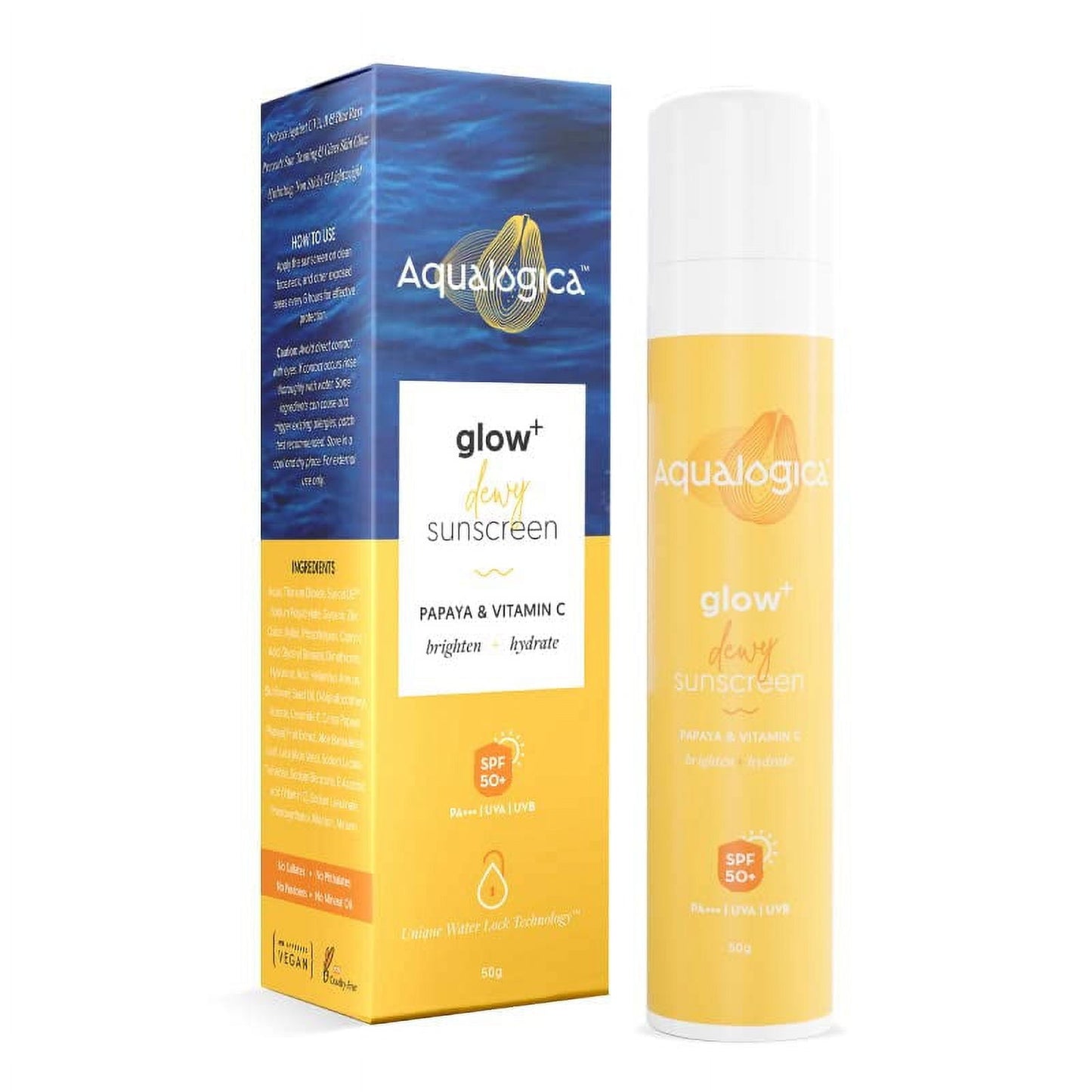Aqualogica Glow Sunscreen SPF 50 PA+++ 50g | UVA/B & Blue Light Protection