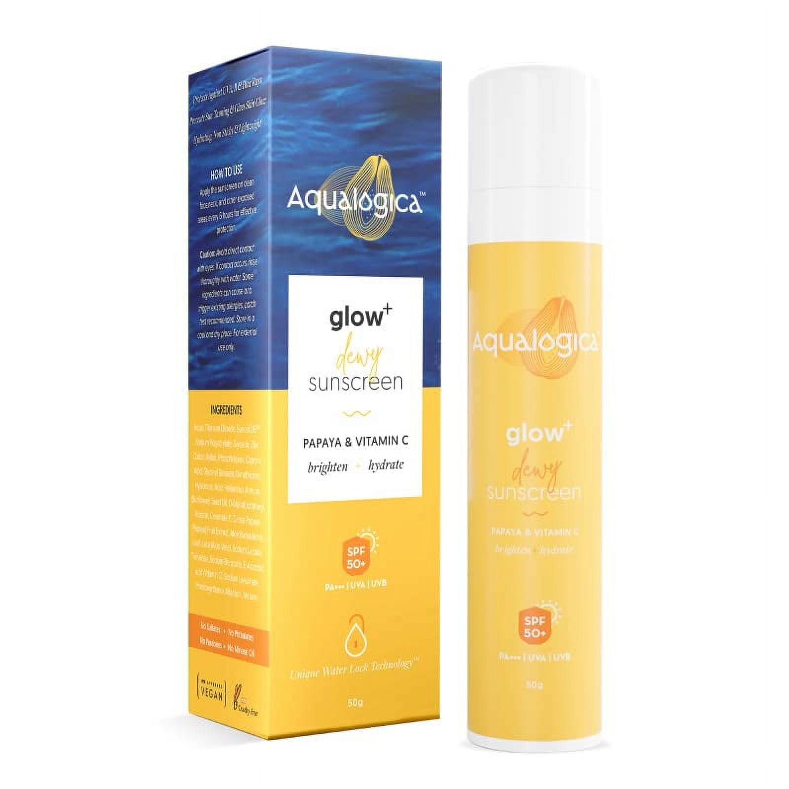 Aqualogica Glow Sunscreen SPF 50 PA+++ 50g | UVA/B & Blue Light Protection