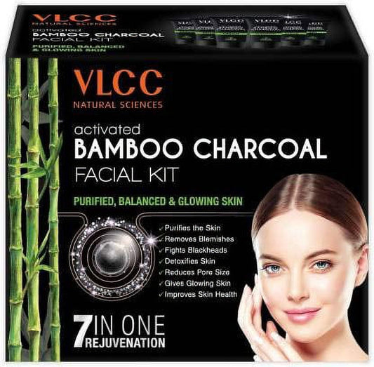VLCC Activated Bamboo Charcoal Facial Kit For Purified- Balanced & Glowing Skin(60gm)