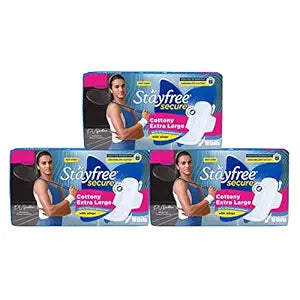 Stayfree Secure Extra Large Cottony Soft Cover Sanitary Pads For Women Combo, 18s X 3 (54