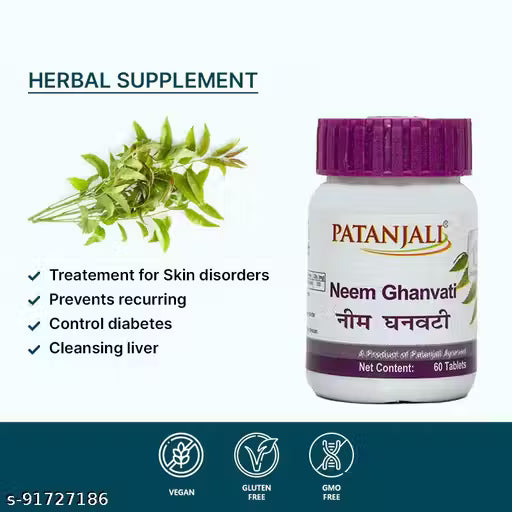 Patanjali Neem Ghan Vati: 60 Tablets, Pack of 2
