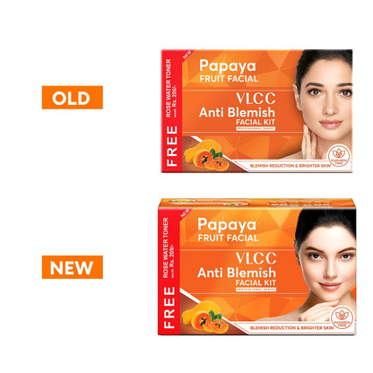 VLCC Papaya Fruit Facial Kit with FREE Rose Water Toner - 300g + 100ml | Glowing At Home Facial Kit.