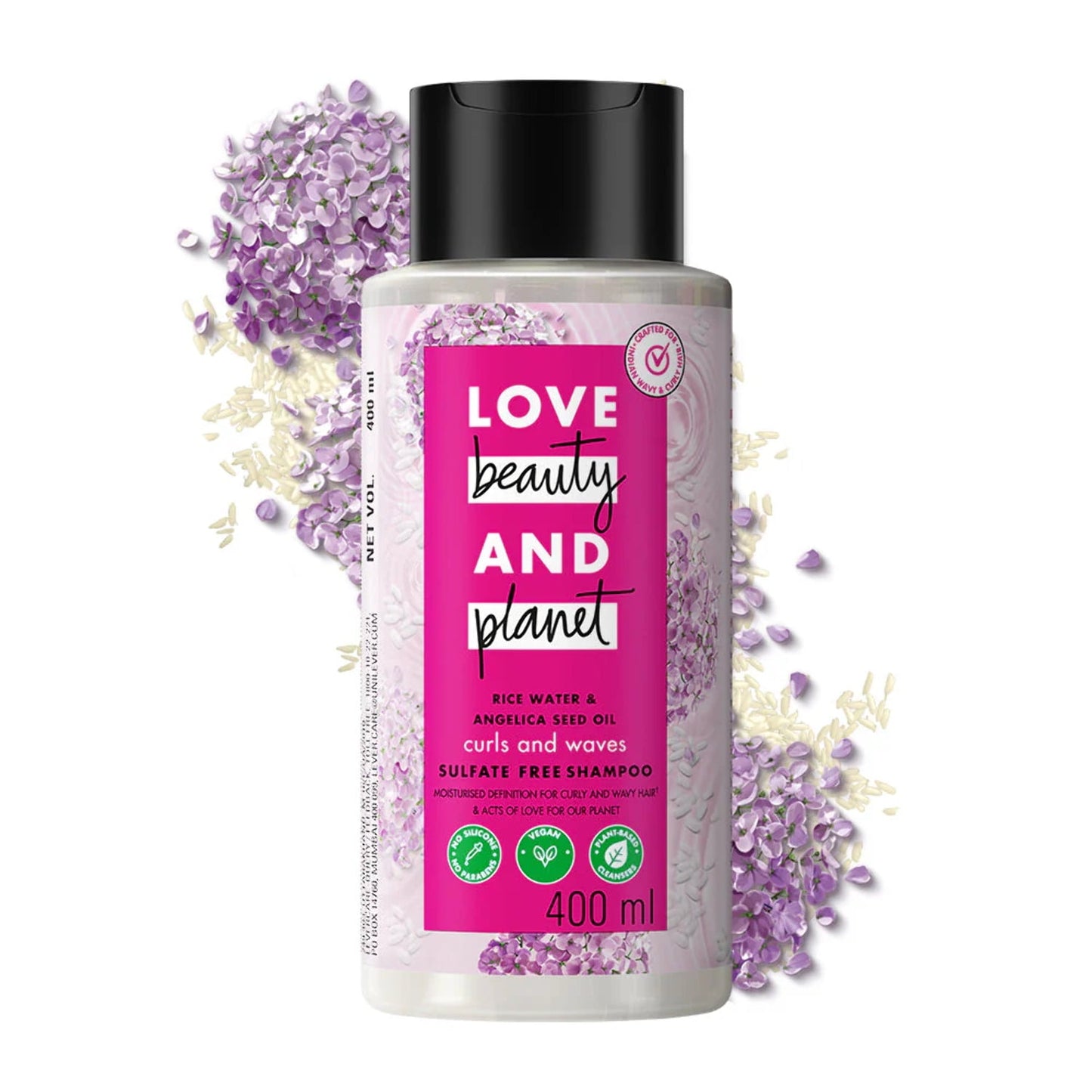 Love Beauty and Planet Rice Water & Angelica Seed Oil Silicone Free Shampoo For Curly & Wa