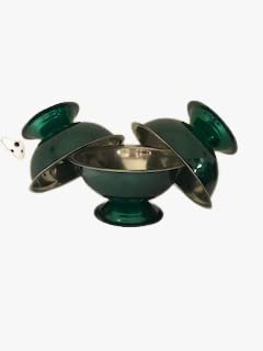 iKonbi Stainless Steel Set of 6 Pcs Transparent Green ice Cream Cups/Soup Bowl with 6 Ice