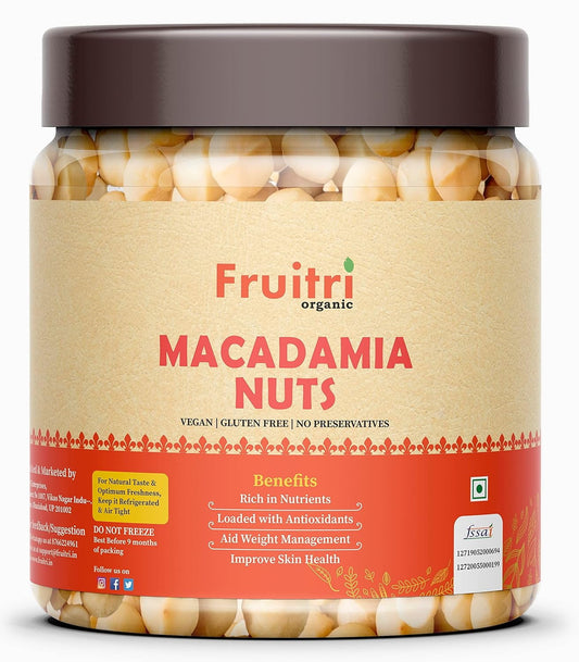 Organic Macadamia Nuts By Fruitri 100gm, | Rich In Protein Fiber & Vitamin Healthy Crunchy
