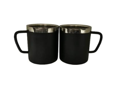 iKonbi Stainless Steel Black Sober Tea/Coffee Cup- Set of 2 Black