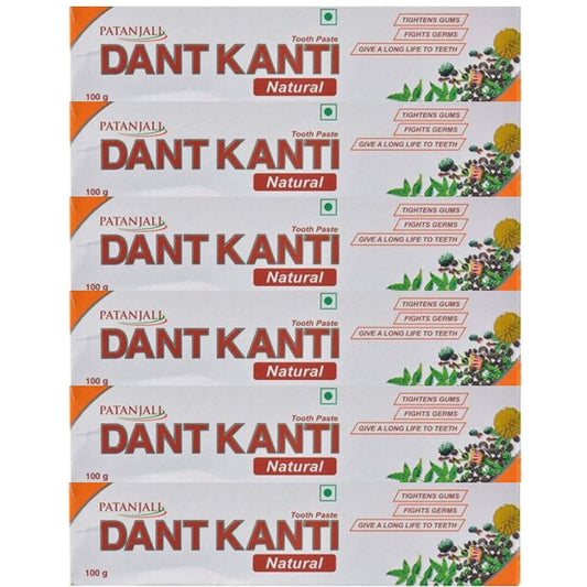 Patanjali Dant Kanti Natural Toothpaste Ayurvedic 100g (Pack of 6)