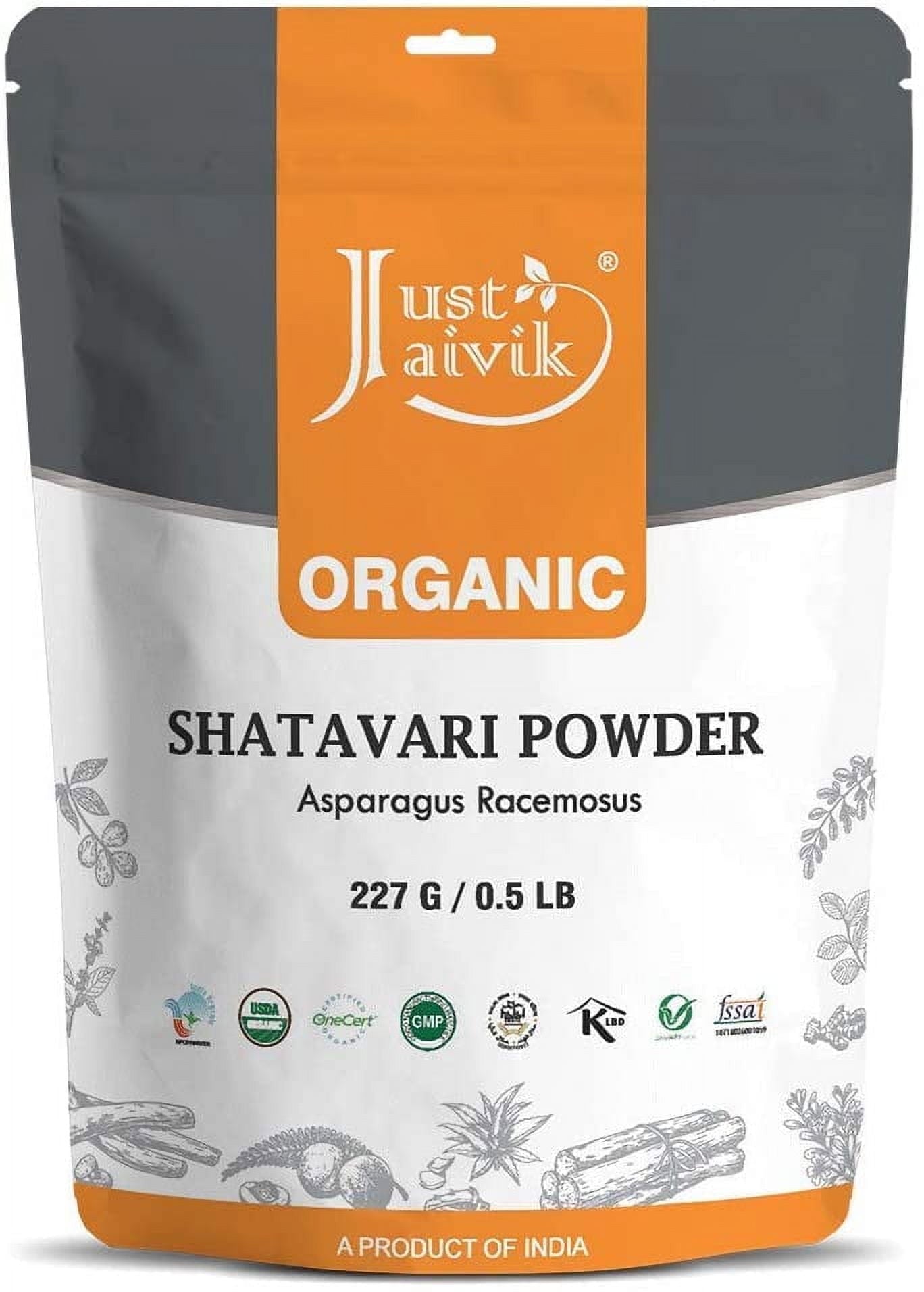 Just Jaivik 100% Organic Shatavari Powder, USDA Organic, 1/2 Pound / 227g, Asparagus Racem