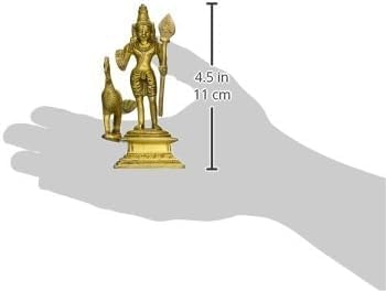 iKonbi Murugan Swami Miniature Statue Brass with Peacock, 2.25 × 3 × 4.3 inches