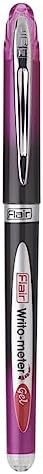 FLAIR Writometer Gel Pen Box Pack | Stainless Steel Tip | Our Longest Writing Pens | Writes Upto 1,200 Meters | Ensures Smoothness & Durability | Blue Ink,