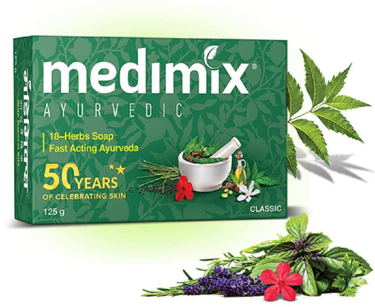Medimix Herbal Handmade Ayurvedic18 Herb Soap for Healthy and Clear Skin, 125 Gram (Pack o