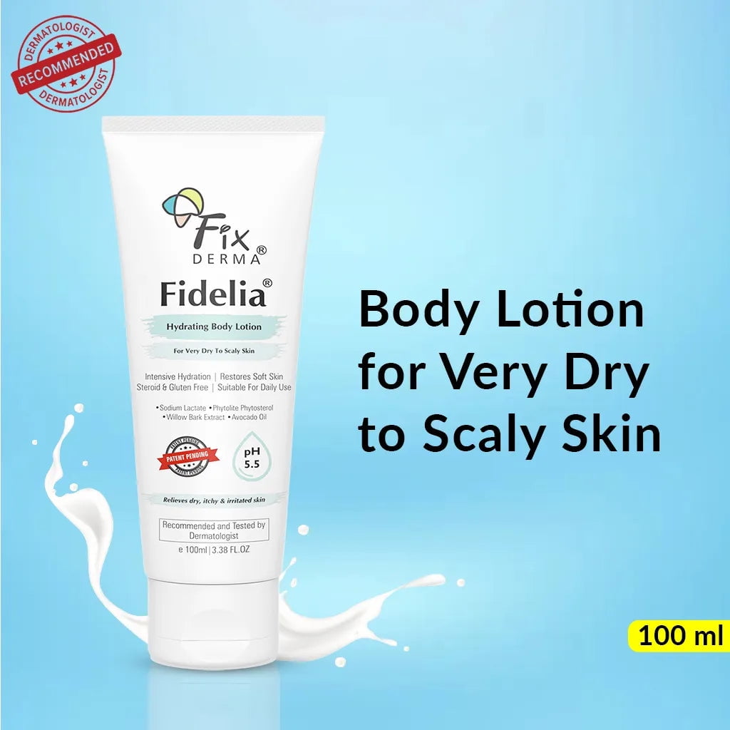 Fidelia Hydrating BodyLotion for Dry Skin, Eczema , Psoriasis, Strawberry legs & Dermatiti