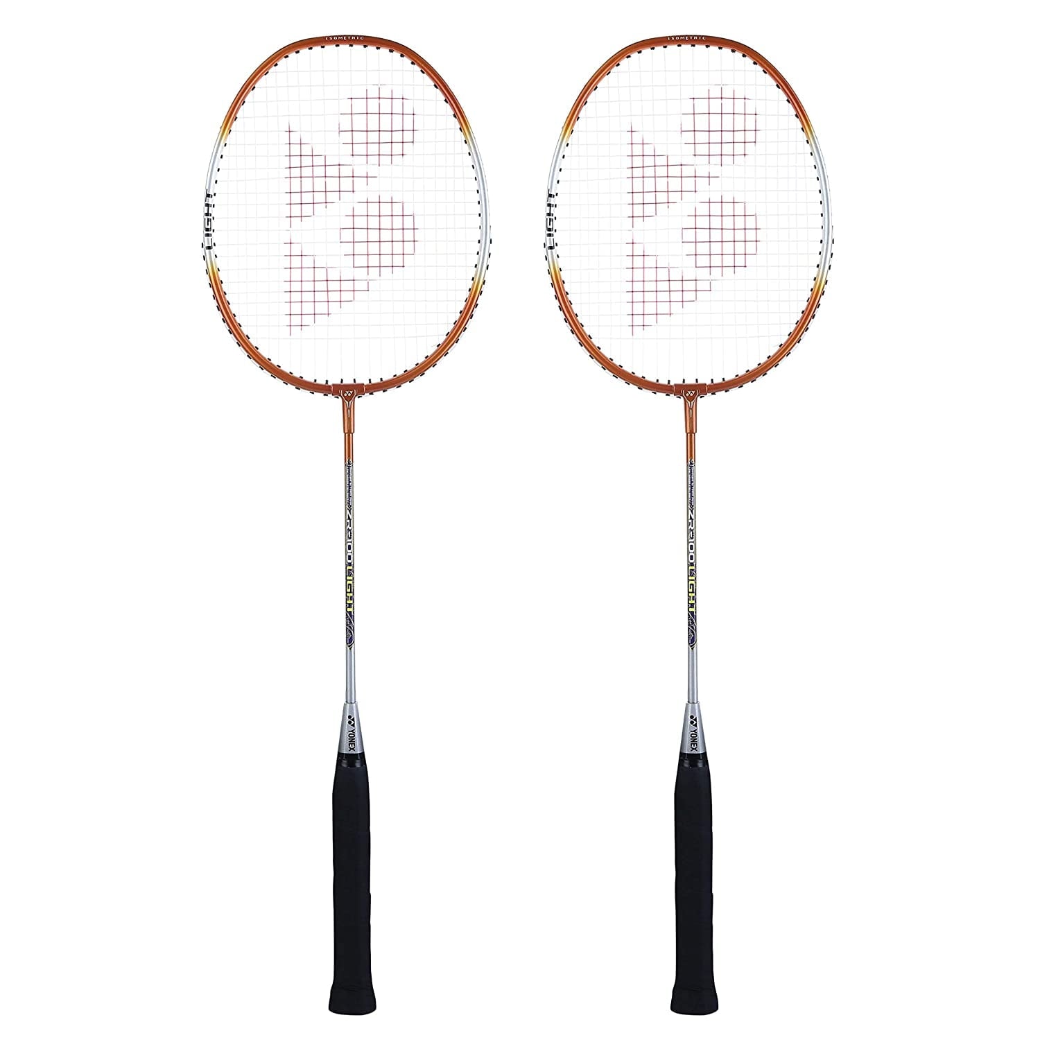 Yonex ZR 100 Light Aluminium Badminton Racquet with Full Cover, Set of 2 Orange
