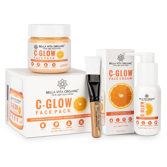 Bella Vita Organic Vitamin C Glow Skin Brightening Combo with FacePack and Face Cream