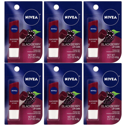 Pack of (6) Nivea Blackberry Lip Care, 0.17 oz
