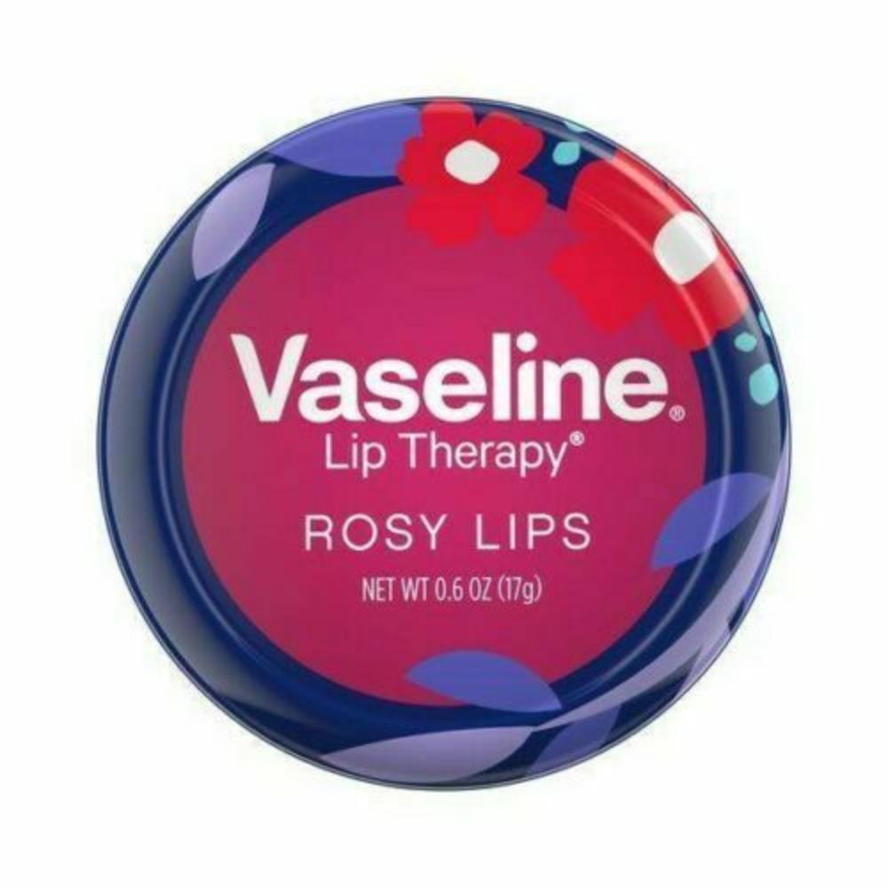 Vaseline Lip therapy Rosy Lips FLOWERS TIN Purple & Pink 0.6 Oz /
