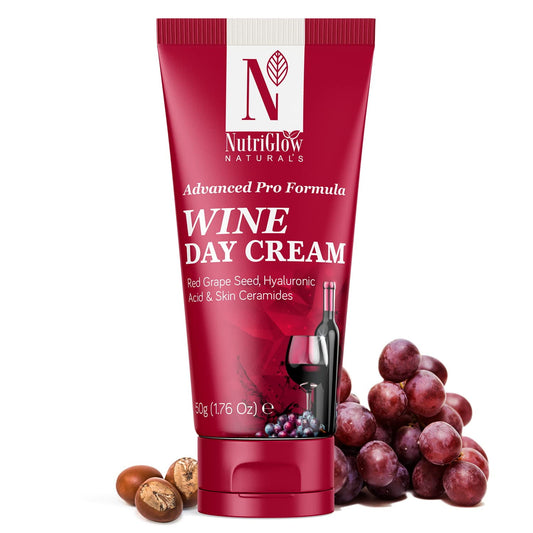 NutriGlow Wine Day Cream for Glowing Skin with Hyaluronic Acid, All Skin Types, 3.5oz