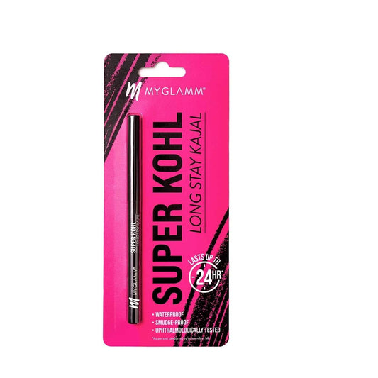 Myglamm Super Kohl Long Stay Kajal Matte Finish - 0.3G | Black Eye Kajal Pencil | Long Las