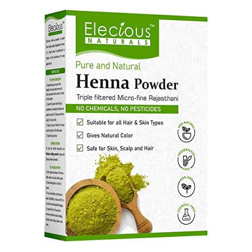 Elecious Natural Henna Powder for Hair Colour and Growth Silicone Free, Ammonia Free, Sulp