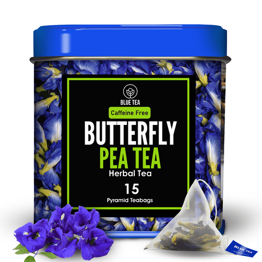BLUE TEA - Butterfly Pea Flower Tea - 15 Pyramid Tea Bags | Caffeine-Free | Mocktails-Cock