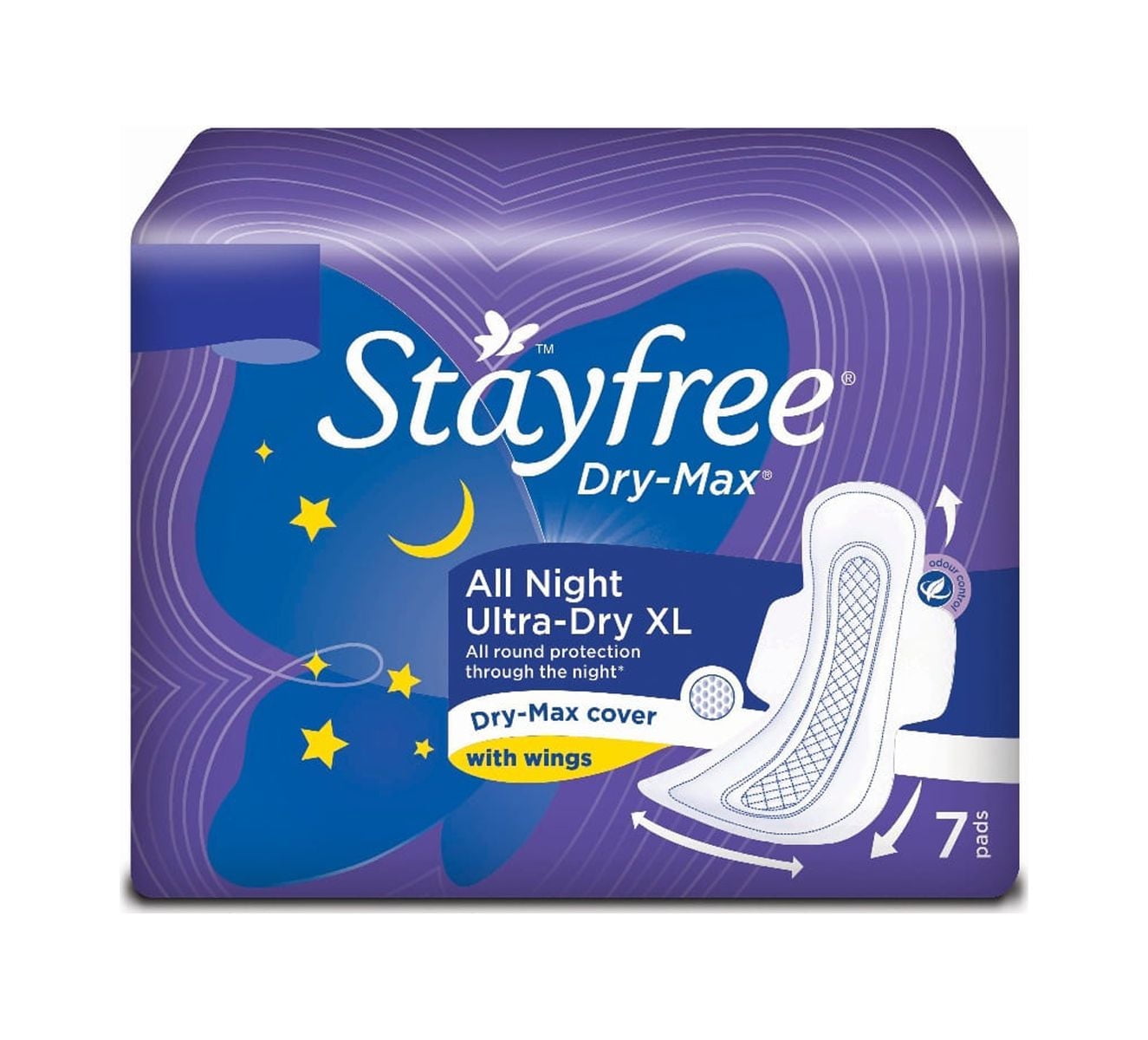 Stayfree Dry-Max All Night Ultra-Dry Pads With Wings XL, 7 Count