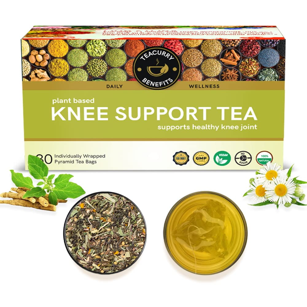 TEACURRY Knee Support Tea (1 Month Pack, 30 Tea Bags) - Helps with Knee Pain, Inflammation