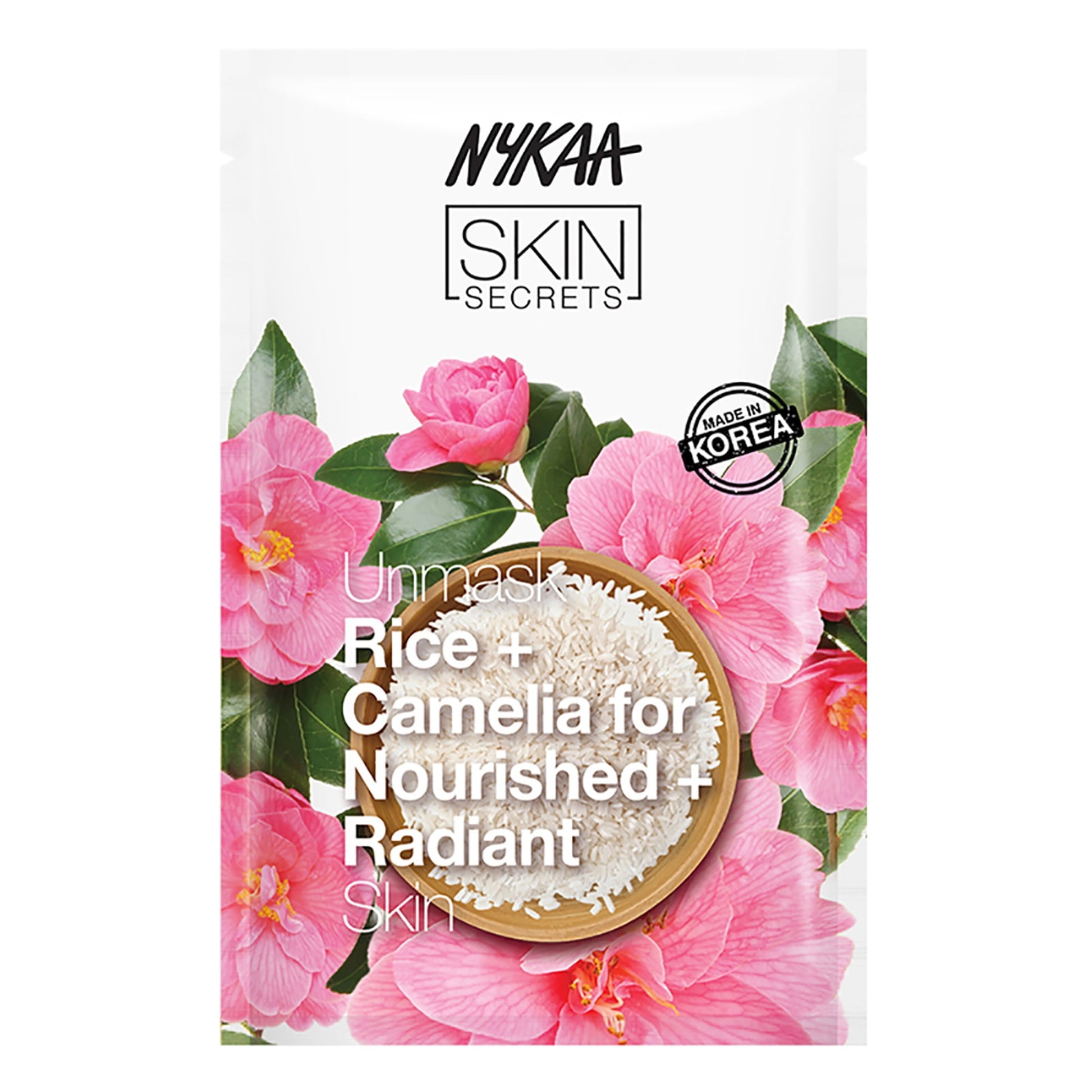 Nykaa Naturals Skin Secrets Bubble Sheet Mask, Rice and Camellia, 0.67 oz