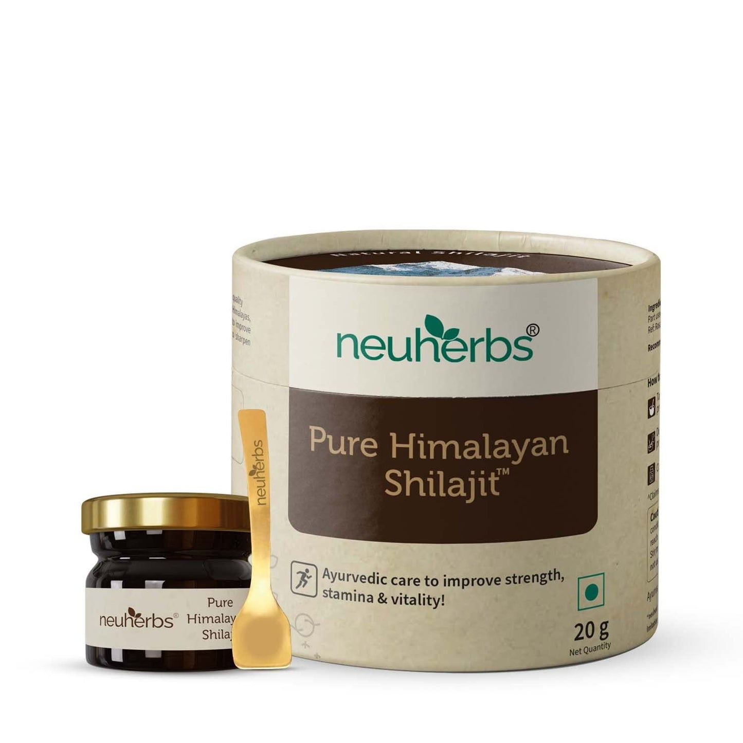 Neuherbs Pure & Original 100% Ayurvedic Himalayan Shilajit/Shilajeet Resin 20g With 75% Fu