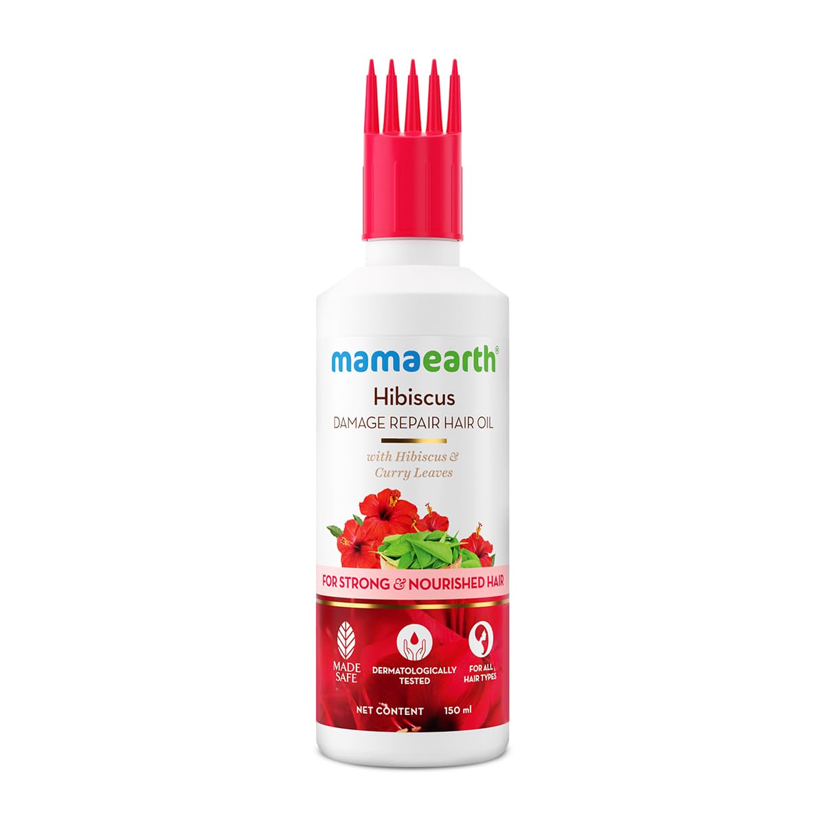 Mamaearth Hibiscus Damage Repair Hair Oil: Hibiscus & Curry Leaves, 150 ml