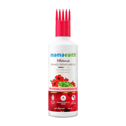 Mamaearth Hibiscus Damage Repair Hair Oil: Hibiscus & Curry Leaves, 150 ml