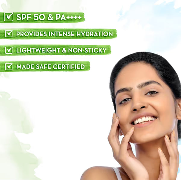 Mamaearth HydraGel Indian Sunscreen: SPF 50, Aloe Vera & Raspberry, 50 g