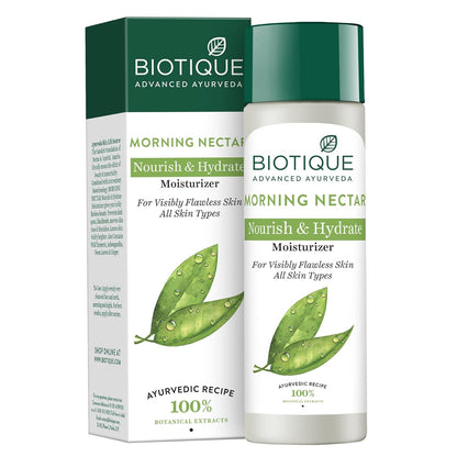 Biotique Morning Nectar Visibly Flawless Skin Moisturizer 120 Ml ( 4.05 Oz.) I For All skin Types I See Lighter, Line-less, Replenished Skin