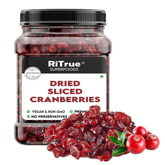 Ritrue - Dried Sliced Cranberry - 250 Gm Jar - Vegan, Non-Gmo, Gluten Free | Usa Cranberri