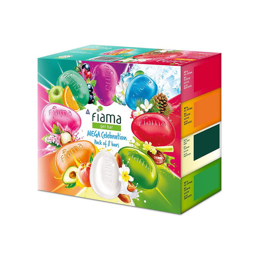 Fiama Gel Bathing Bar Mega Celebration Soap,125gm Each(Pack of 8)