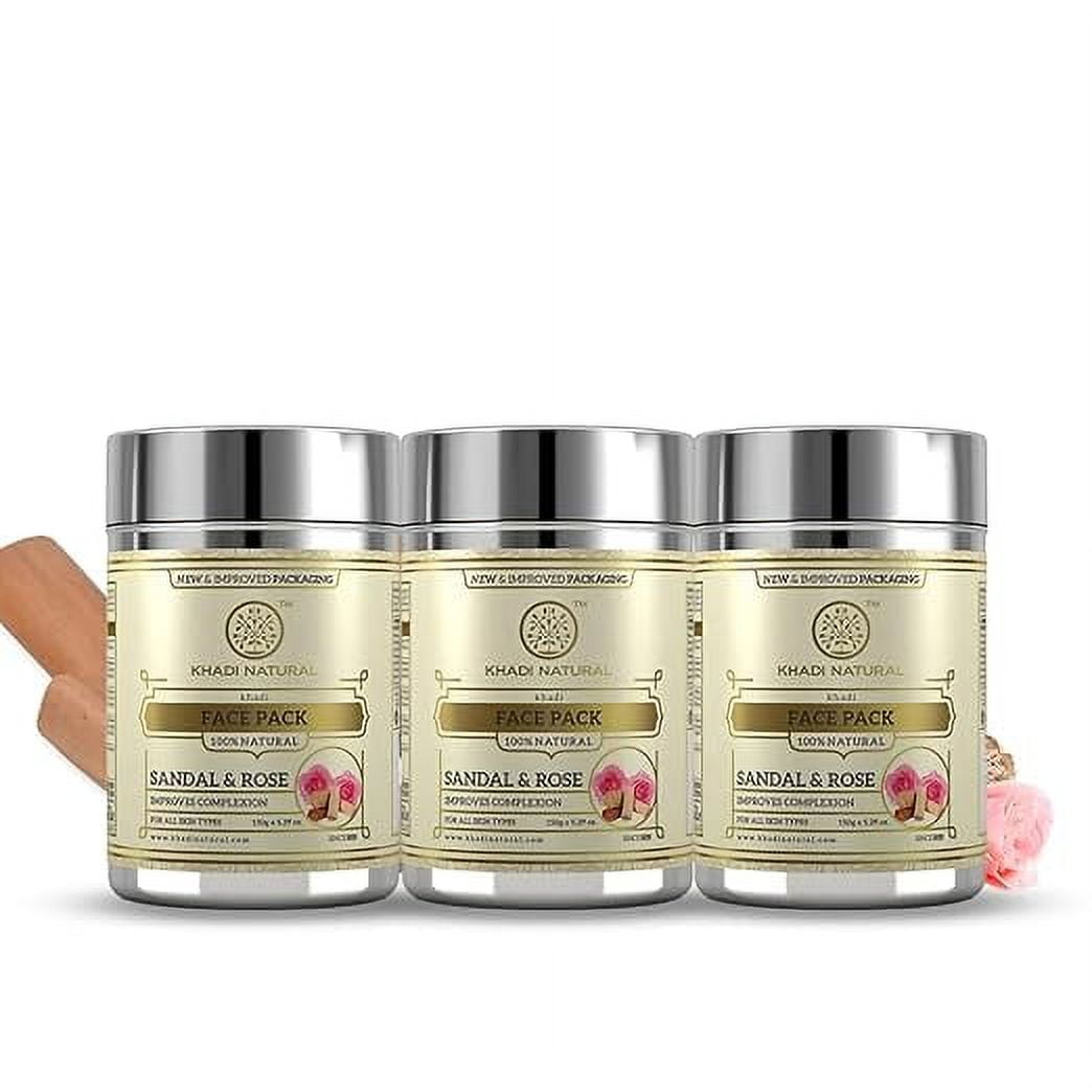 Khadi Natural Sandal and Rose Herbal FacePack, 50g EACH (PACK OF 3)