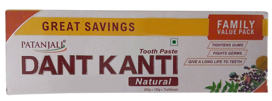 Patanjali Dant Kanti Toothpaste - Natural (With 1N Toothbrush), 300g Combo Pack
