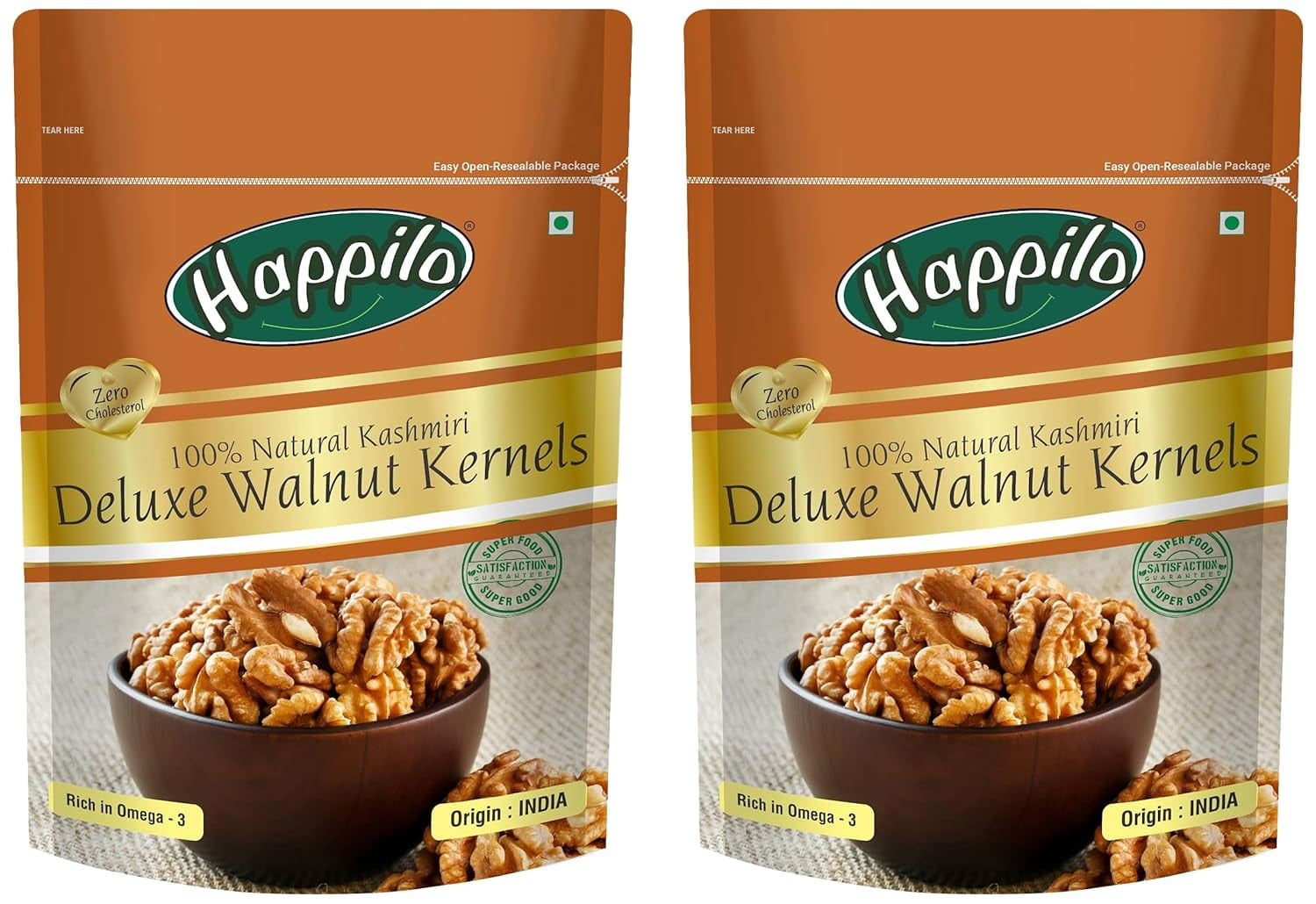 100% Natural Kashmiri Deluxe Walnut Kernels By Happilo 400gm, (200gm * Pack Of 2) | High i