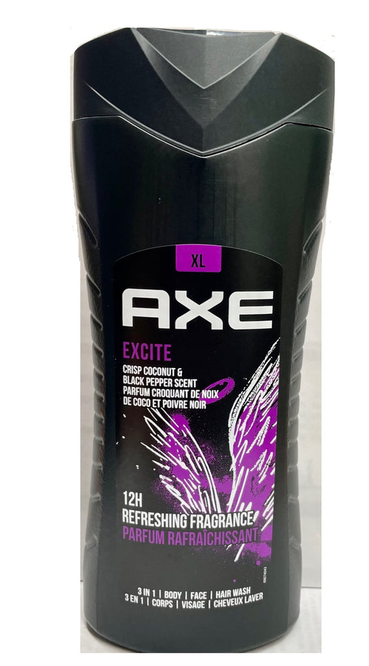AXE 3-in-1 BodyWash - Excite, Net.Wt 13.5 fl.oz (Body|Face|Hair Wash)