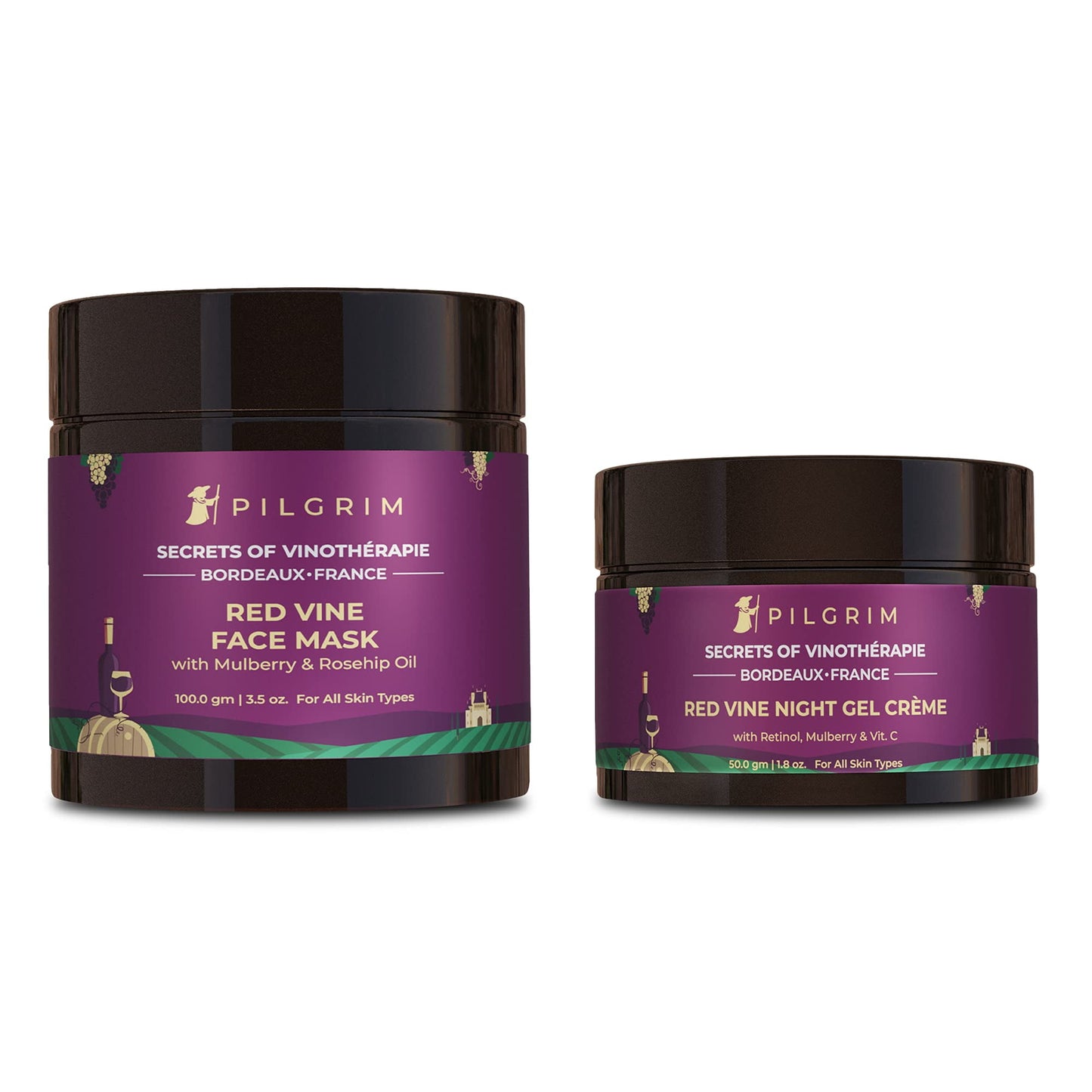 Pilgrim Lift & Firm Night Combo With Mulberry & Aloe | Red Vine Extracts FaceMask 100G, Re