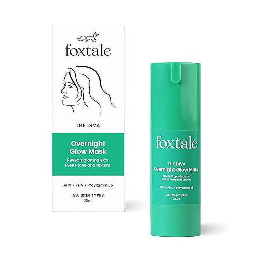 Foxtale Overnight Glow Mask | 4% Glycolic Acid | 3% Lactic Acid |Reduces Blackheads,30ml