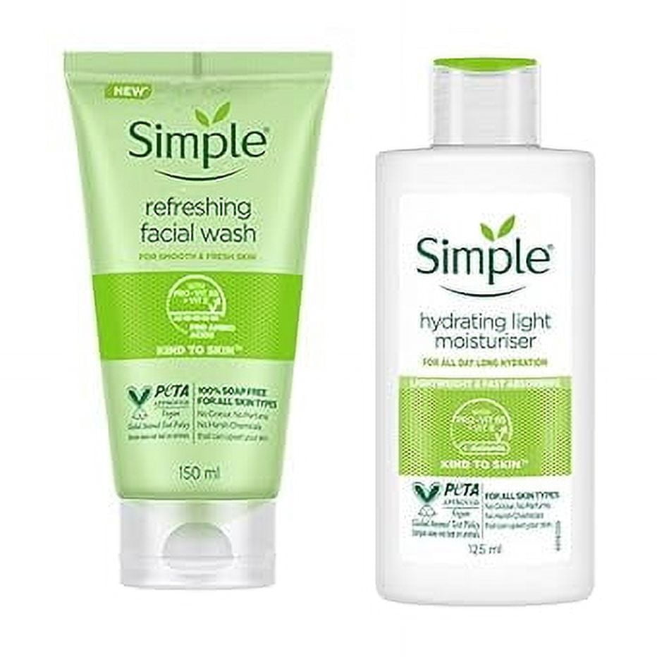 Simple Kind To Skin Refreshing Facial Wash 150 Ml & Hydrating Light Moisturiser| Face Crea
