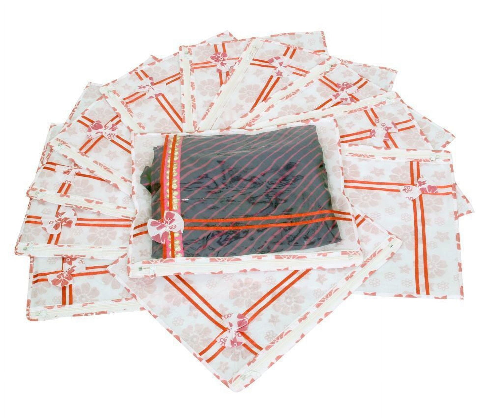 Kuber Industries Printed Non Wooven Saree Cover Set Of 12 Pcs (With Zip Lock)