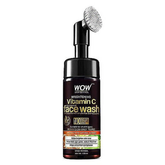 WOW Skin Science Vitamin C FaceWash w/Face Brush - Foaming Facial Cleanser - Facial SkinCa