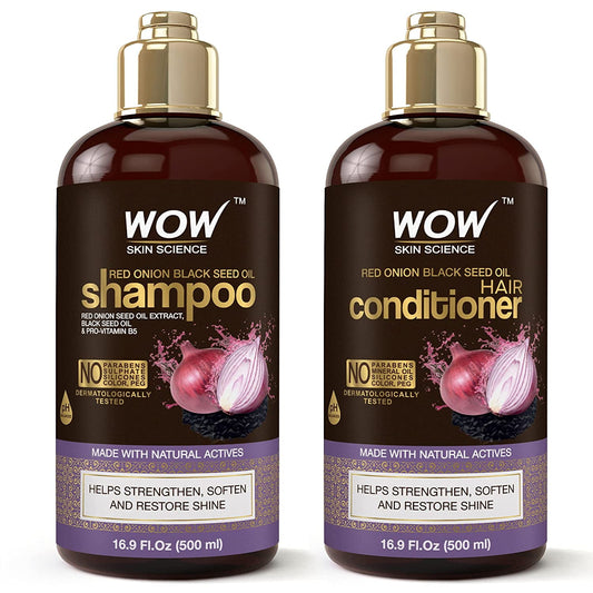 WOW Skin Science Nourishing Daily Shampoo & Conditioner Full Size Set with Red Onion Black